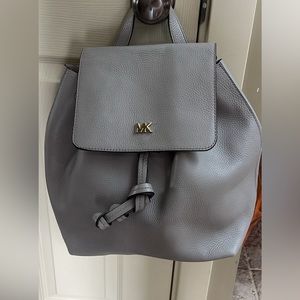 Michael Kors Dove Grey Pebble Leather Drawstring Backpack